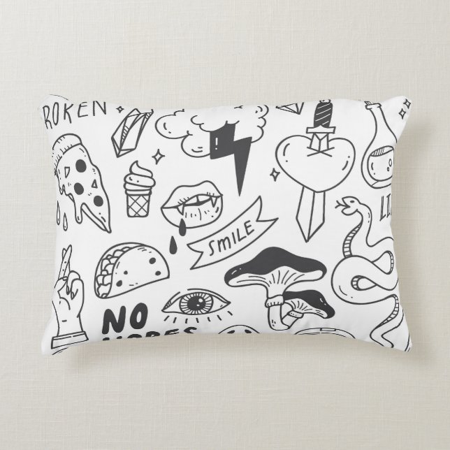 Cute Graffiti: Doodle Art Set. Accent Pillow (Front)