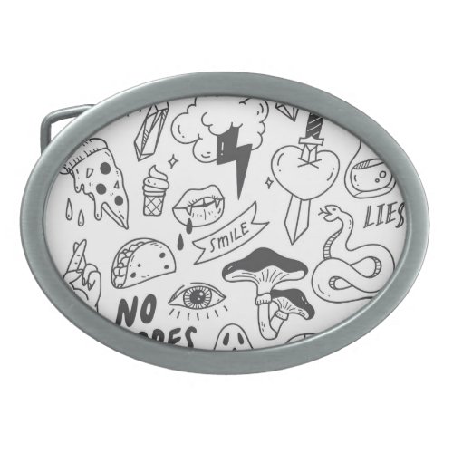 Cute Graffiti Doodle Art Set Belt Buckle