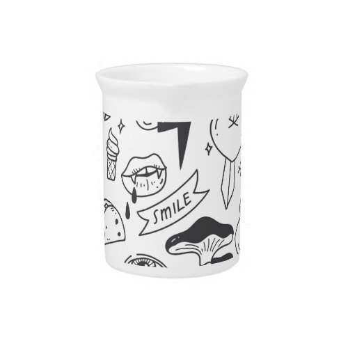 Cute Graffiti Doodle Art Set Beverage Pitcher