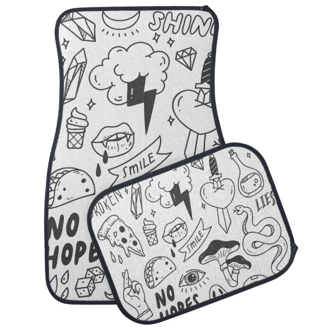 Cute Graffiti: Doodle Art Set. Car Floor Mat (Set)