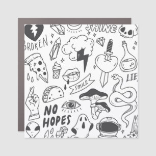 Cute Graffiti: Doodle Art Set. Car Magnet