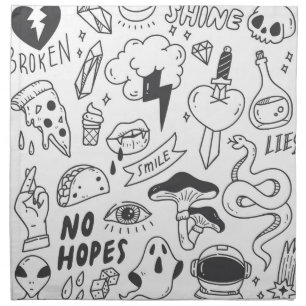 Cute Graffiti: Doodle Art Set. Cloth Napkin
