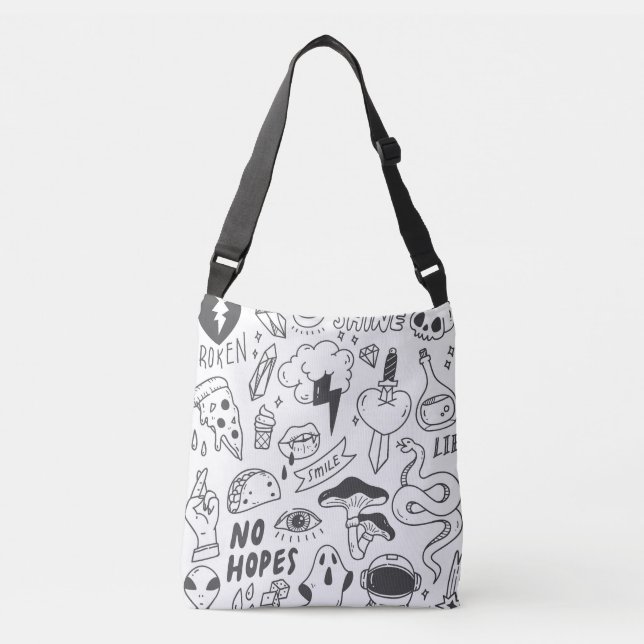 Cute Graffiti: Doodle Art Set. Crossbody Bag (Front)