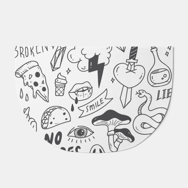 Cute Graffiti: Doodle Art Set. Doormat (Front)