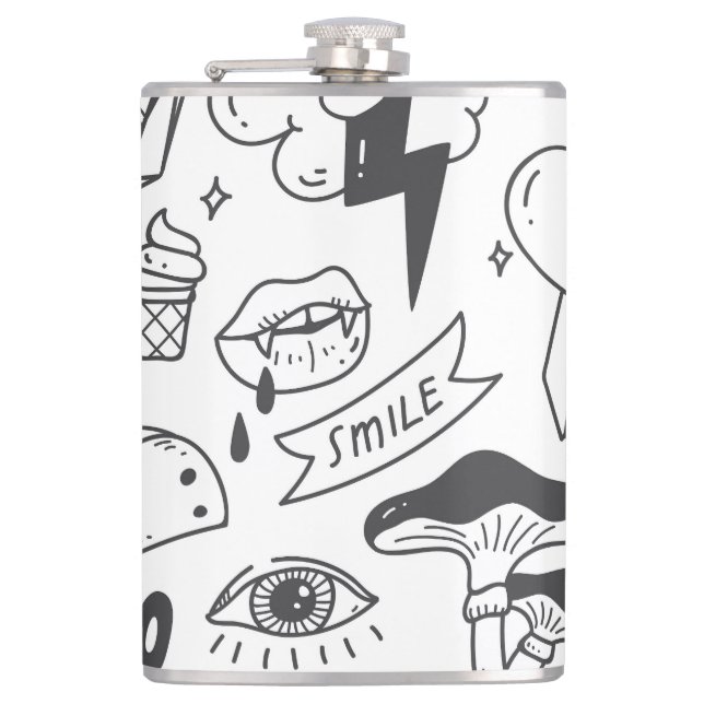 Cute Graffiti: Doodle Art Set. Flask (Front)