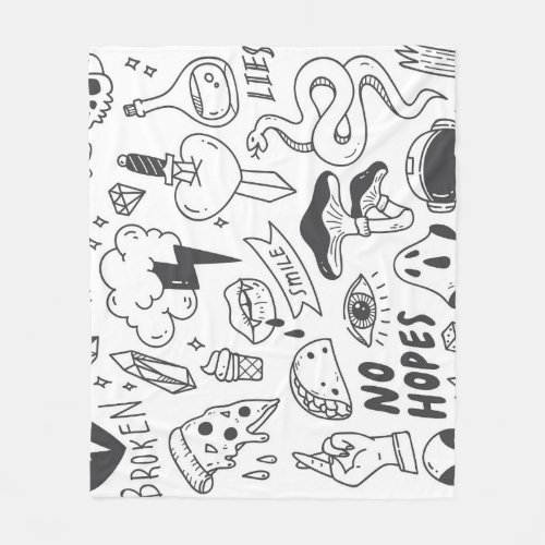 Cute Graffiti Doodle Art Set Fleece Blanket