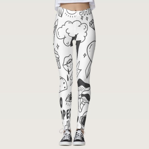 Cute Graffiti Doodle Art Set Leggings