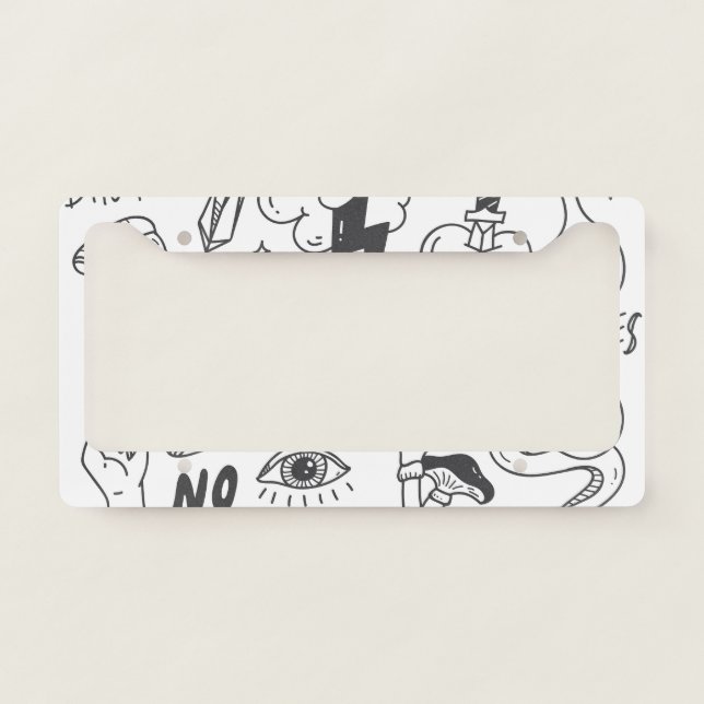 Cute Graffiti: Doodle Art Set. License Plate Frame (Front)