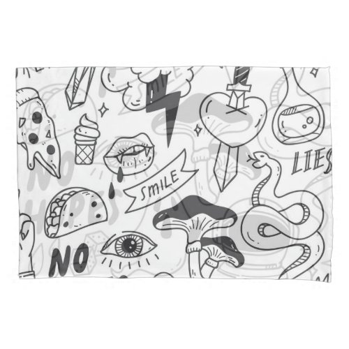 Cute Graffiti Doodle Art Set Pillow Case