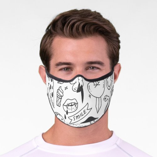 Cute Graffiti Doodle Art Set Premium Face Mask