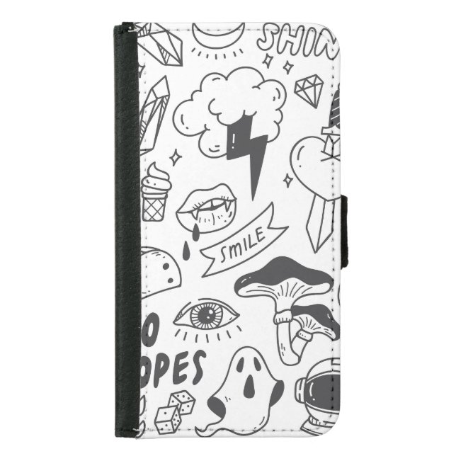 Cute Graffiti: Doodle Art Set. Samsung Galaxy Wallet Case (Front)