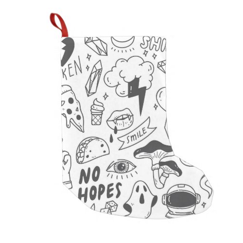 Cute Graffiti Doodle Art Set Small Christmas Stocking