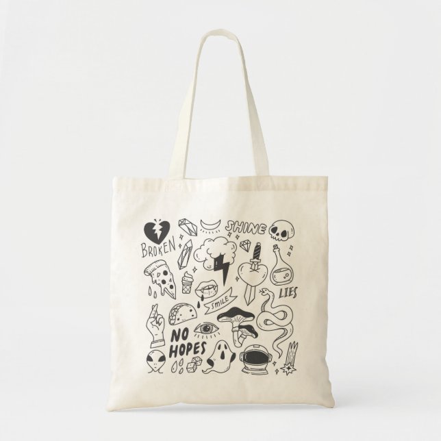 Cute Graffiti: Doodle Art Set. Tote Bag (Front)