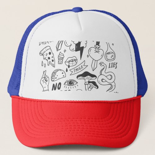 Cute Graffiti Doodle Art Set Trucker Hat