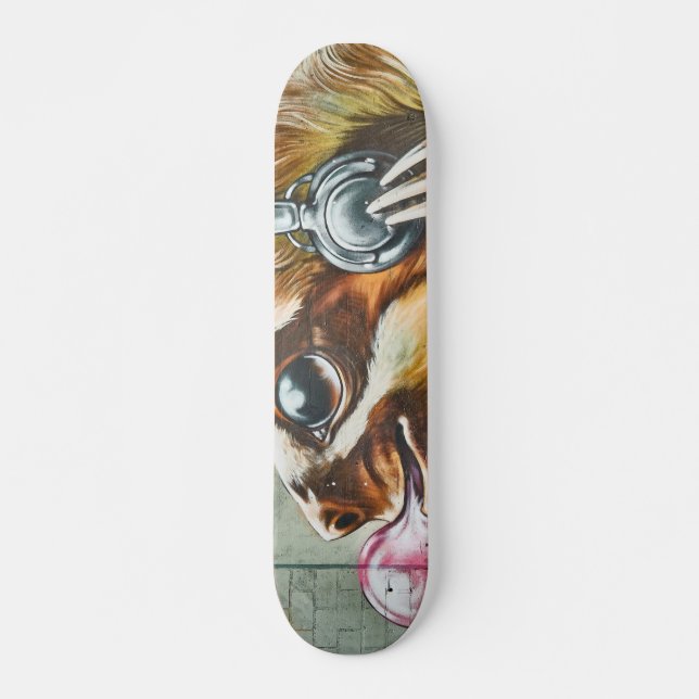 Cute Graffiti Headphone Sloth DJ Skateboard (Front)