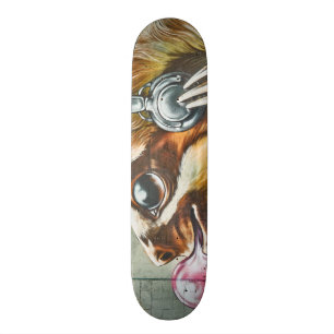 Cute Graffiti Headphone Sloth DJ Skateboard
