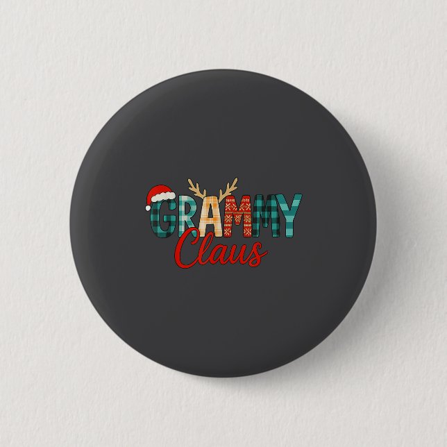 Cute Grammy Claus Christmas For Grandma Santa Hat  Button (Front)