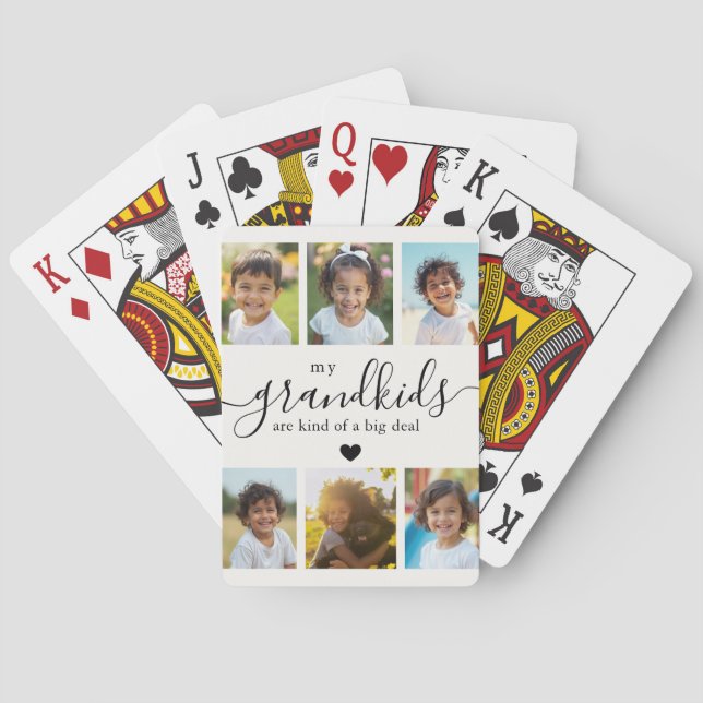 Cute Grandchildren Photo Collage for Grandma Poker Cards (Back)