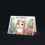 Cute Granddaughter Cat and Flowers Greeting Card<br><div class="desc">This cute cat card was created for grandparents to give to their granddaughter.  The image features a darling cat sitting in a flower garden. There is an inside greeting that you may  personalize.  (AI art created by Susang6)</div>