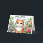 Cute Granddaughter Cat and Flowers Greeting Card<br><div class="desc">"AI-generated artwork with design direction by Susang6"</div>