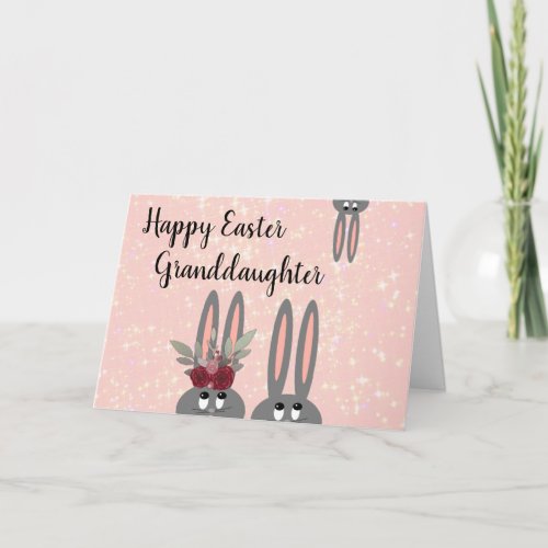 Cute Granddaughter Easter Floral Bunnies Card