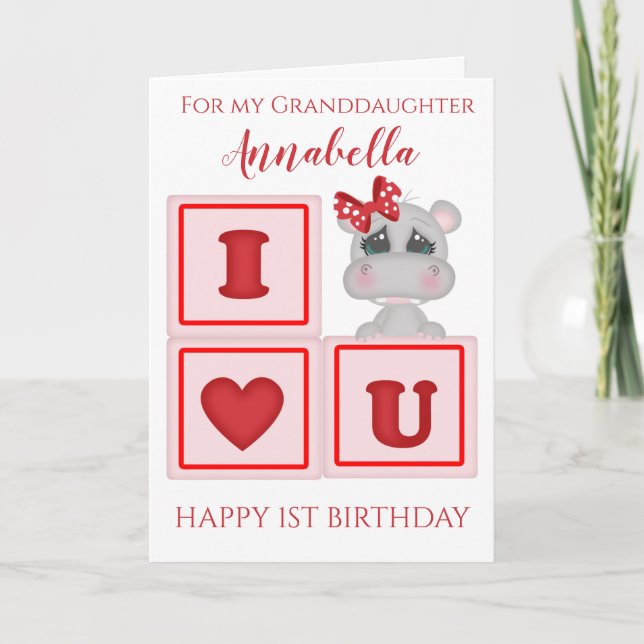Cute Granddaughter First Birthday Photo Card (Front)