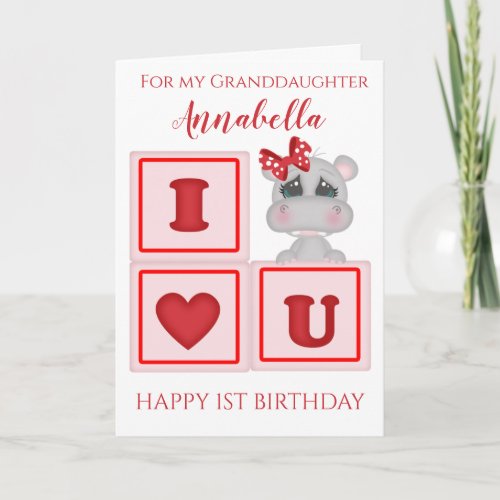 Cute Granddaughter First Birthday Photo Card