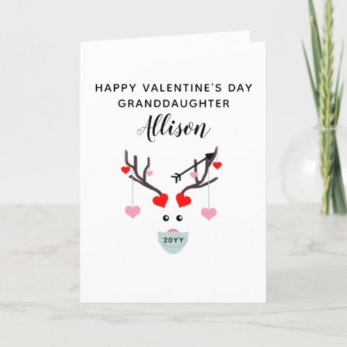 Cute Granddaughter Valentines Day Personalized Holiday Card