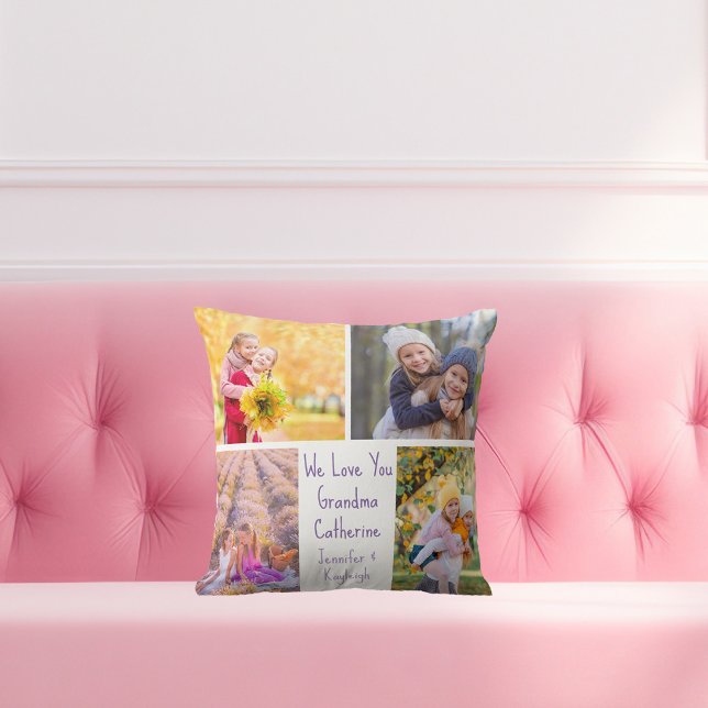 Cute Granddaughters Photos Custom Grandma Gift Throw Pillow (Creator Uploaded)