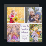 Cute Grandkids Photos Custom Grandma Magnet Card<br><div class="desc">This cute,  custom grandmother birthday card features a modern layout of 4 grandkids photos on a white background with pretty lilac purple typography reading We Love You Grandma. This beautiful grandchildren photo gift features your own photograph collage surrounding your personalized message and granddaughters names.</div>