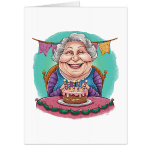 Cute Grandma Birthday Cake Present Card