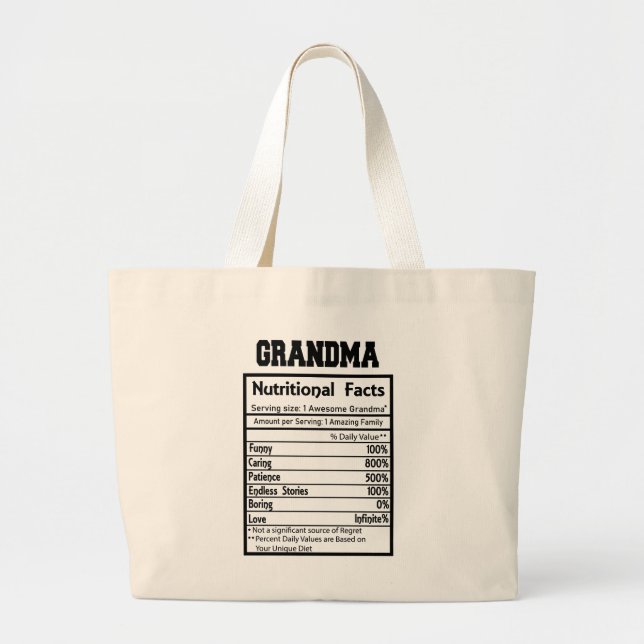 cute Grandma facts word art Large Tote Bag (Front)