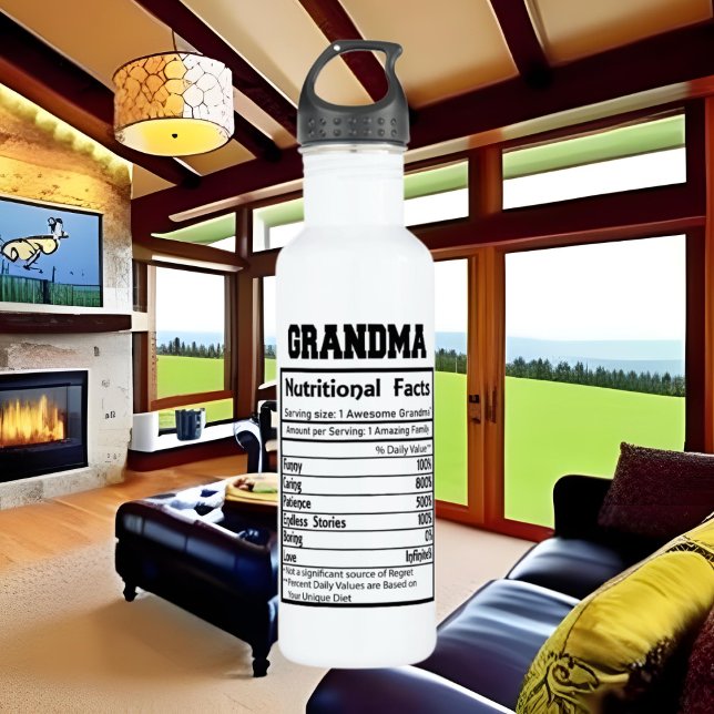 cute Grandma facts word art  Stainless Steel Water Bottle (Creator Uploaded)