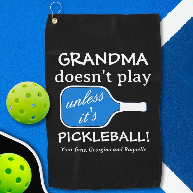 Cute Grandma Humor Fun Typography Funny Pickleball Golf Towel (Funny Pickleball Grandma Humor Sports Towel)