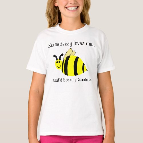 Cute Grandma Loves Me Bumble Bee Girls Shirt