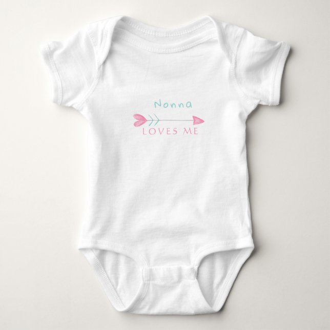 cute Grandma nonna loves me customised Baby Bodysuit (Front)
