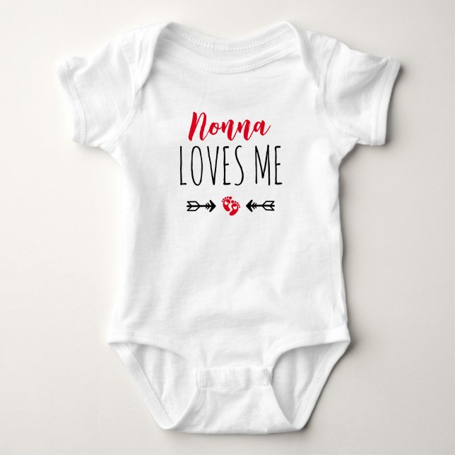 Cute Grandma Nonna Loves Me Customize Baby Bodysuit (Front)
