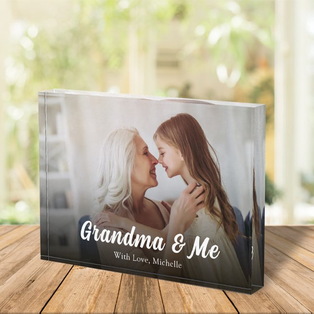 Cute Grandma Script Personalized Photo Block (Creator Uploaded)