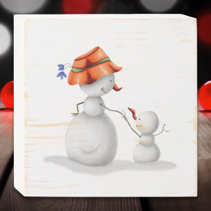 Cute Grandma Snowman Christmas Holiday Decor Wooden Box Sign