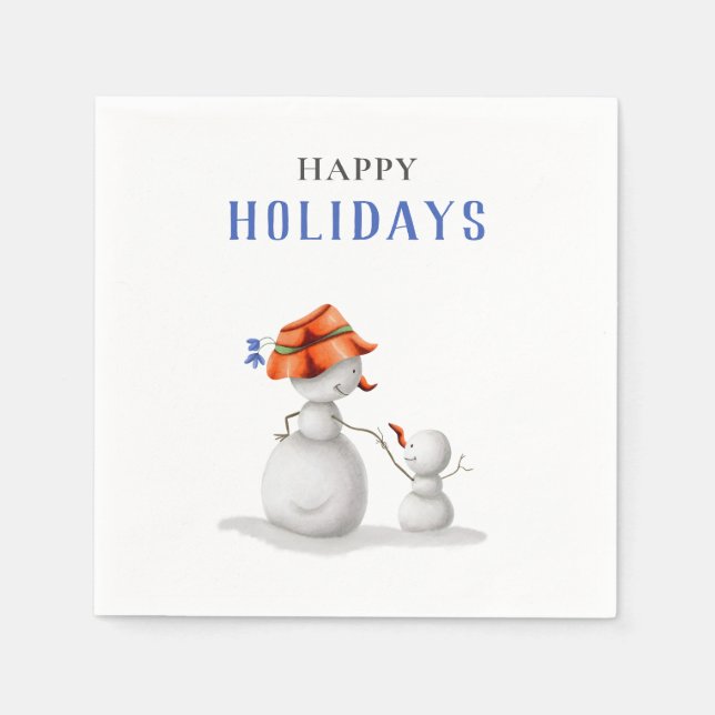 Cute Grandma Snowman Christmas Party Napkins (Front)