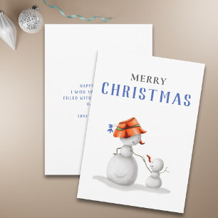Cute Grandma Snowman Merry Christmas Holiday Card