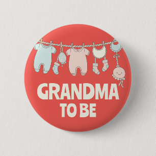 Cute Grandma To Be Custom Baby Shower Party Button