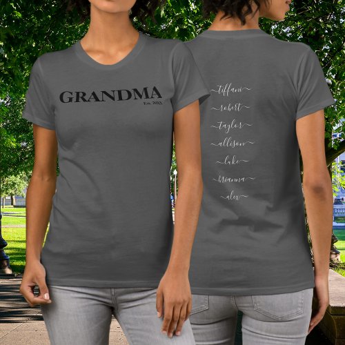 Cute Grandma with Kids Names Year T_Shirt