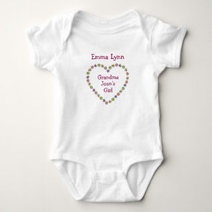 Cute Grandma's Girl Flower Heart Personalize Names Baby Bodysuit