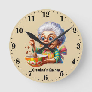 Cute Grandma's kitchen customizable Round Clock