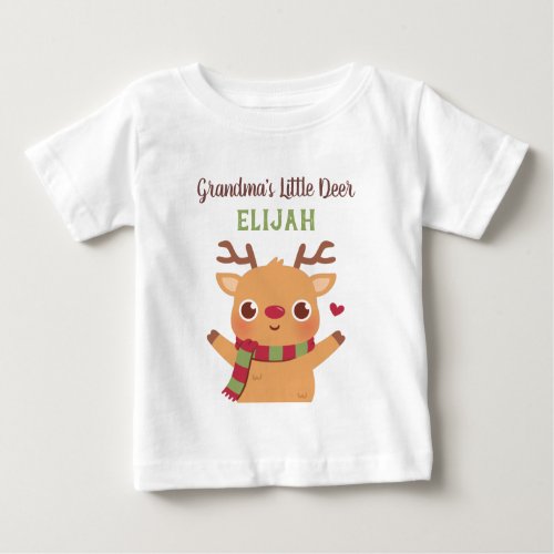 Cute Grandmas Little Deer Red Nosed Reindeer Baby T_Shirt