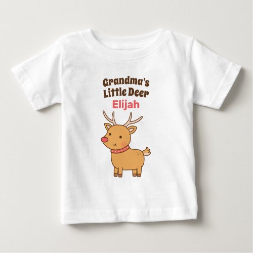 Cute Grandmas Little Deer Reindeer Doodle Baby T_Shirt