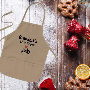 Cute Grandmas Little Helper Script Heart Kids' Apron