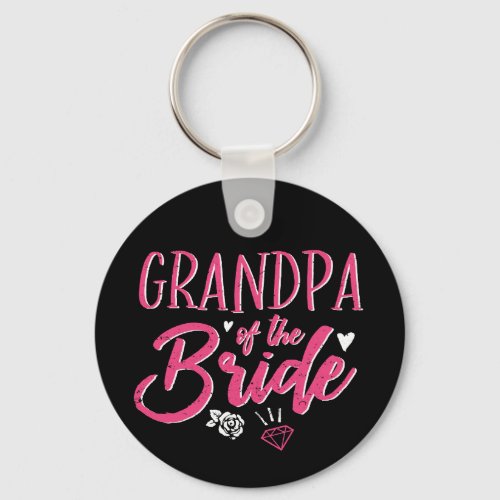 Cute Grandpa of The Bride Pink Calligraphy Script Keychain