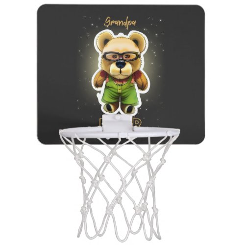 Cute grandpa teddy bear  T_Shirt Mini Basketball Hoop